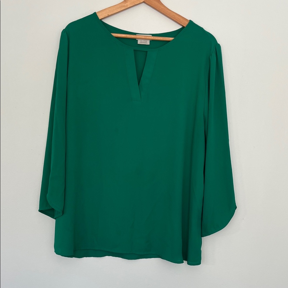 Van Heusen Green V-Neck Blouse